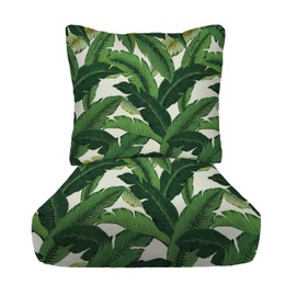 RSH Décor: Indoor Outdoor Deep Seating Chair Cushion with Pillow Back | All Weather Polyester Fabric | Seat 23” W x 24” D & Back 25” W x 21” H | Swaying Palms Aloe