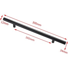 MACHSWON Cabinet Pull 1 Pack, for Cupboard, Wardrobe, Wine Cabinet, Locker, Drawer, Wooden Case, Aluminum Kitchen Door Handle T Bar Handle, Pull Handle 300mm Length (Hole Centers 192mm), Black