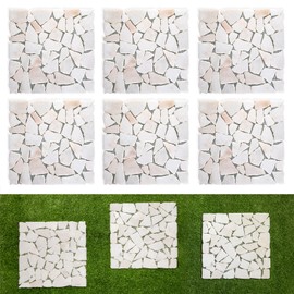 Sasylvia 6 Pcs 12 Inch Stepping Stones Outdoor Square Marble Riverstone Decorative Pathway Stepping Stones for Garden Walkway Pathway Outdoor Lawn Yard Decorations