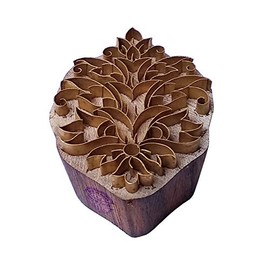 Royal Kraft Traditional Print Stamp Brass Floral Pattern Wood Clay Block
