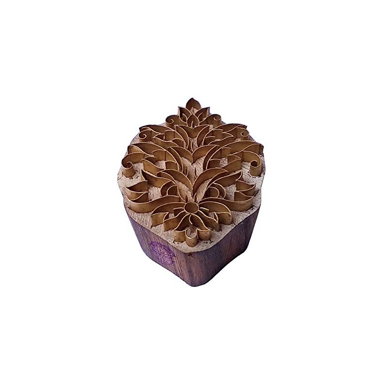 Royal Kraft Traditional Print Stamp Brass Floral Pattern Wood Clay