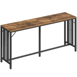 YATINEY 70.9" Bar Table, Long Counter Bar Height Table, Rectangular Bar Pub Table with Metal Frame, for Dining Room, Living Room, Kitchen, Balcony, Rustic Brown and Black BT13BR
