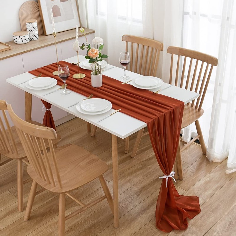 CHUQING Autumn Table Runner, Chiffon Table Runner, 70 x 300