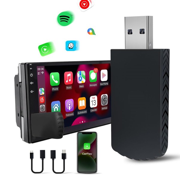 Adaptador Inalámbrico para CarPlay 2025 Mejorado, Convierte CarPlay Con Cable
