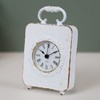 Fyne-Finds 17cm Antique Metal White Carriage Table Mantle Roman Clock