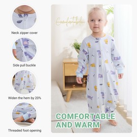 MICHLEY Baby Sleeping Sack with Legs Cotton Long Sleeve Toddler Wearable Blanket Sleeping Bag 2T-4T, Dinosaur