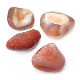 Tumbled Natural Carnelian Stones (4 Pack) - 1-1.5 Inch Smooth Crystals for Creativity, Courage & Vitality - Polished Genuine Carnelian, Sacral Chakra, Motivation Booster