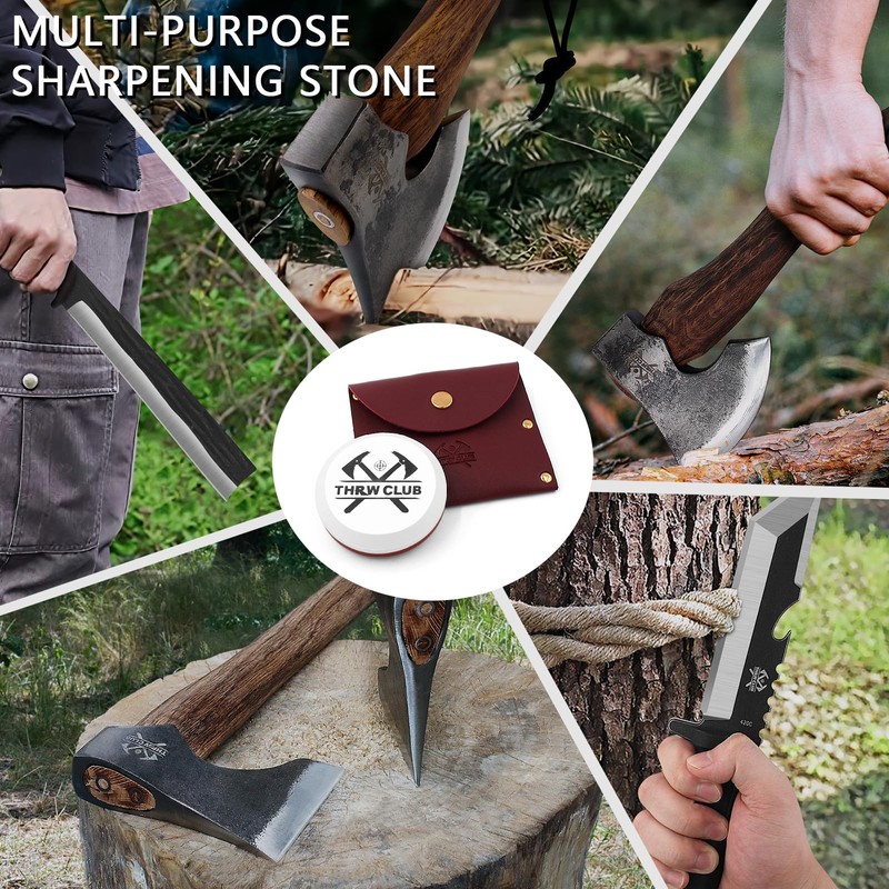 THRWCLUB Axe Sharpener 400/1000 Grit - Hatchet/Axe Sharpening Stone, Axe