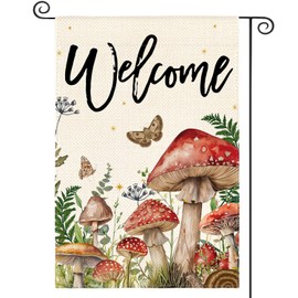 AVOIN colorlife Spring Mushrooms Garden Flag 12 x 18 Inch Double Sided Outside, Seasonal Flowers Welcome Yard Outdoor Flag