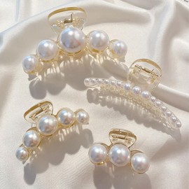 4 Pcs Pinzas con Perlas,Ideales para Mujeres y Mujeres,Antideslizantes resistentes,Sujetan Todo Tipo de Cabello,Accesorios Elegantes y Herramientas de Peinado,Perfectas para Fiestas y Bodas
