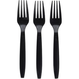 Generic Pack of 50 Heavy Duty Black Plastic Fork, Reusable and Washable Fork Perfect for Picnics, Parties, Tableware and Dinnerware by W&H Enterprises