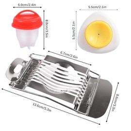 AYNKH Set of 4 Egg Slicer for Boiled Eggs, Egg Cutter Semi-Automatic Egg Piercer Pricker Pinhole Egg Opener Banana Slicer Strawberry Cutter Multipurpose Kitchen Tools