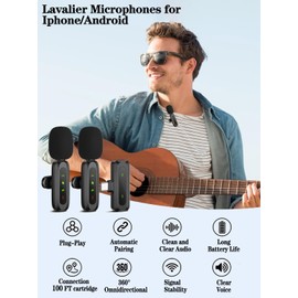 ABYLFE ABYLFE Wireless Lavalier Microphone for iPhone Android Plug-Play,2 Pack Mini Microphone Professional Noise Reduction Recording Clip Mic for Creator Interview YouTube Interview TikTok Vlog Creator