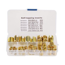 50 Pieces Self-Tapping Thread Insert, Brass Tone Thread Slotted Inserts Combination Set Repair Thread Tool