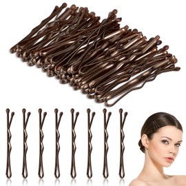 HJZHII Pack of 50 3.5 cm Small Hair Clips, Small Hair Clips, Mini Bobby Pins, Wavy Hair Pins, Metal Hair Clips for Women, Girls, Children, Bun (Brown)