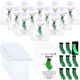Huwena 50 Sets 2025 Graduation Pickle Gift Bulk Luminous Resin Pickle Figurines with Inspirational Cards End of Year Student Gifts from Teacher for Graduation Party Favor Goodie Bag College Classroom