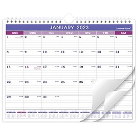 2023-2024 Wall Calendar - 2023-2024 Calendar, Jan. 2023 to Jun. 2024, 11" x 8.5", 18 Monthly Calendar 2023-2024 with Thick Paper, Twin-Wire Binding + Hanging Hook + Ruled Blocks with Julian Date - Purple