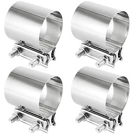 MUKLEI 4 Pack 2.5 Inches Butt Joint Exhaust Clamp Sleeve, Stainless Steel Butt Joint Exhaust Seal Band Clamp Exhaust Coupler for 2.5-Inch OD Exhaust Pipes, Mufflers Connection