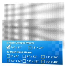 AMZDEPOT 2 Pack 14"x11" Wire Mesh, 5 Mesh Crimped Stainless Steel Mesh, Never Rust Sturdy Metal Mesh Screen for DIY Projects, Vent, Cage, Garden, Window Screen, Filter Mesh