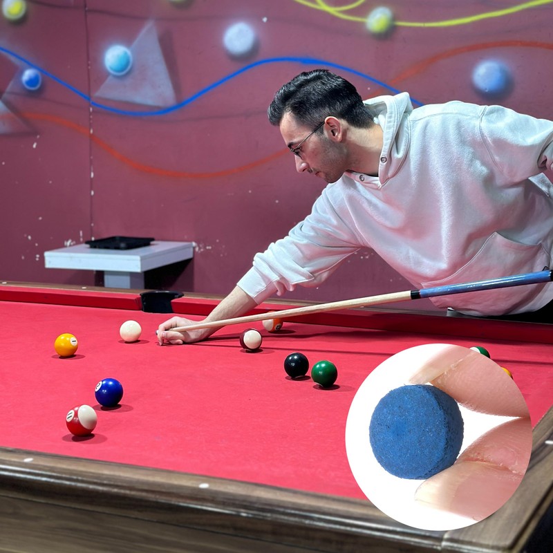 13mm Pool Cue Tips, 50 Pack Blue Leather Snooker Cue