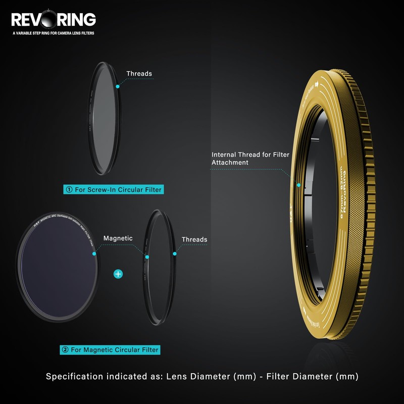 H&Y Step Up Rings for Filters Adapter Variable Step Up