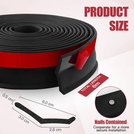 Garagentor Dichtung Garage Tür Gummidichtung selbstklebend Dichtungsstreifen universal Dichtung Garagentor Gummilippe mit Nägeln für Lagerhallen (Moosgummi, 6m)