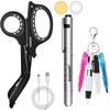 RISEMART Rechargeable Pen light with Medical Scissors and 4 Pen