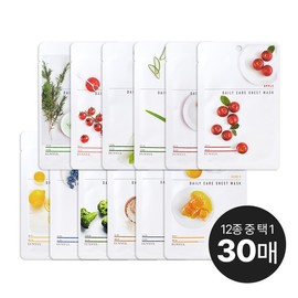 Eunyul Daily Care Sheet Mask Pack 30 Sheets [Select 1 of 12 Types] / Hypoallergenic Tencel Sheet - Apple 30 sheets / 은율 데일리케어 시트 마스크팩 30매 [12종 중 택1]/저자극 텐셀시트 - 사과 30매