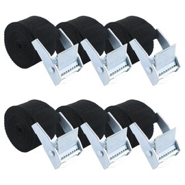 6 Pcs Ratchet Tie Down Straps With 1 Drawstring Bag Set, Heavy Duty Lashing Belts, Adjustable Bike Rack Straps, Roof Rack Straps, Mattress Straps for Motorcycle, Trucks, Luggage 1m x 25mm(Black)