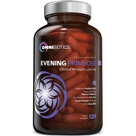 Organic Evening Primrose Oil for Women, Clinical Strength 1500mg per Capsule - 10% GLA, Cold-Pressed, Non-GMO, Hormone Balance for Women, Aceite De Onagra Organico - 120 Vegan Softgel Capsules