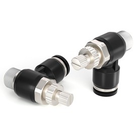 TAILONZ PNEUMATIC 3 Pack SL-3/8-N2 Push to Connect Air Line Fitting Air Flow Control Valve 3/8 Inch od 1/4 Inch Npt Elbow 90 Degree Air Speed Control Valve Fitting Push Lock