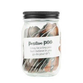 Gosknor 60 Stück Positive Poo-Affirmationskarten, Karten zur Emotionalen Unterstützung mit Klarem Glasgefäß Dekoratives Glas-Kotgeschenk zum Aufmuntern von Freunden, Kollegen, Frauen und Männern