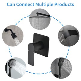 Shower Valves Wall Mount Shower Faucet Rough-In Valve Bathroom Trim Kit Single Handle Tub Shower Valve Mixer Matte Black 2499B