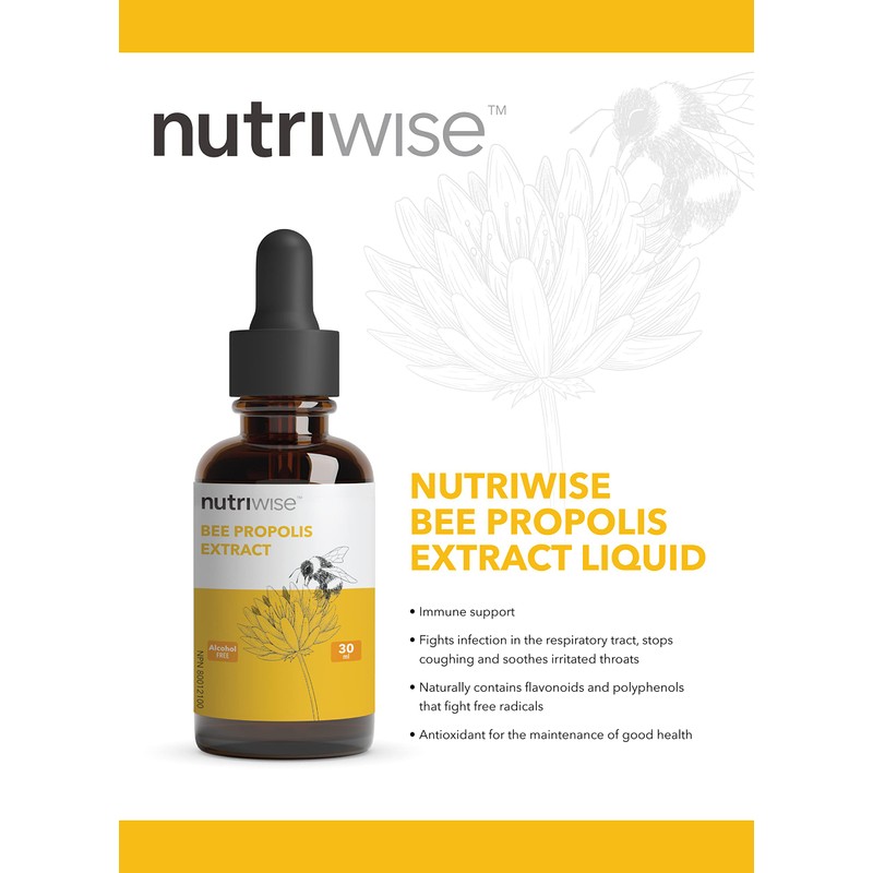 Nutriwise Bee Propolis Alcohol Free Immune Support Sore Throat Relief