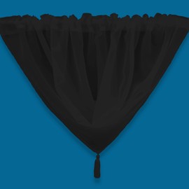 Plain Tasseled Voile Swags Net Curtains Voile Swag Valance Pelmet (Black)
