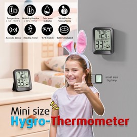 AyayaBoss 3 Pack Room Thermometer Indoor Hygrometer for Home, Digital Sensor Mini Humidity Gauge Meter, Temperature Humidity Monitor for Bedroom, Pet, Plant - Battery Included