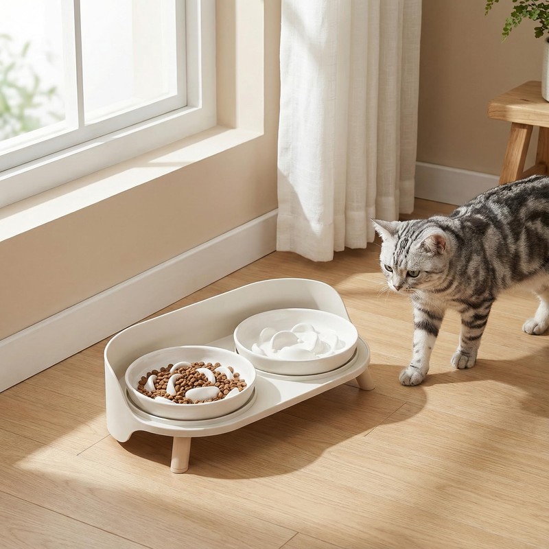 Raised Dog Feeder Bowl Stand - Elevated Dining Table for