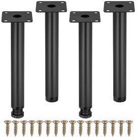 DINGLIAN 4 PCS Furniture Legs 7 Inch, Metal Couch Legs, Adjustable Modern Furniture Feet, Sofa Legs Set of 4 for Kitchen, Shelves, Table, Chair, Desk, Cupboard, Black
