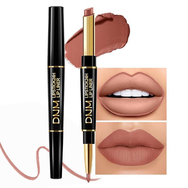 Lápiz Labial 2 En 1 Resistente Al Agua, Delineador De