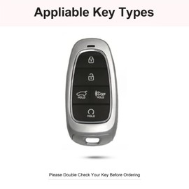 RUABIBAN for Hyundai Key Fob Cover with Keychain, Black Genuine Leather Crystal Key Case Protection Shell Compatible with 2019 2020 2021 2022 Sonata Tucsonn, 5 Buttons