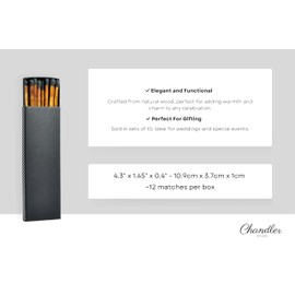 Chandler Studio 10 Boxes - Wooden Matchsticks in a Blank Matchbox with White/Black Matchboxes Colorful Tips (4" Matchboxes, 10 Boxes)