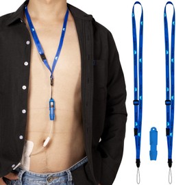 Smaller Peritoneal Dialysis Catheter Transfer Set Holder. PD Secure Shower Accessories. 2 Adjustable Neck Lanyards with, Breakaway Feature for Safety. (Blue)