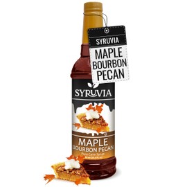 Syruvia Maple Bourbon Pecan Coffee Syrup - 25.4 fl oz Premium Coffee Flavoring Syrup - Kosher Coffee Syrups Perfect for Drinks, Soda, Desserts, and More, Gluten Free, No Coloring