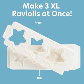 Jumbo Ravioli Molds- 2.5" Stars- Homemade Filled Pasta Maker- 2 pc Tray & Press makes 3 Raviolis at a Time, Easy to Use & Clean - Add Fun to Your Next Italian Pasta Dinner Night, Date Night Cooking