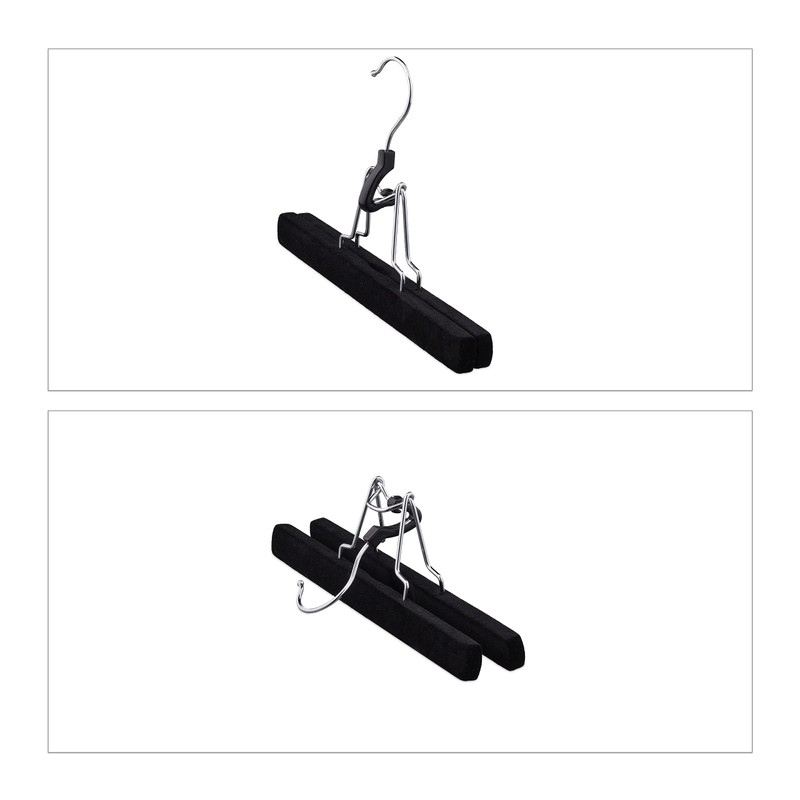 Relaxdays Trouser Hangers Set of 5 Wooden Gentle Non-Slip Velvet