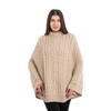 SAOL 100% Merino Wool Cable Knit Ladies Irish Aran Poncho