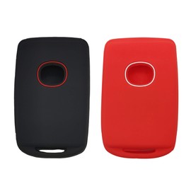 2Pcs Smart Key Fob Cover Case Protector Fit for 2021 2020 2019 Mazda 3 CX-30 CX-5 CX-9 Mazda 6 WAZSKE11D01 Keyless Entry Remote Fob Skin Jacket Bag Holder (1 Black with Red + 1 Red)