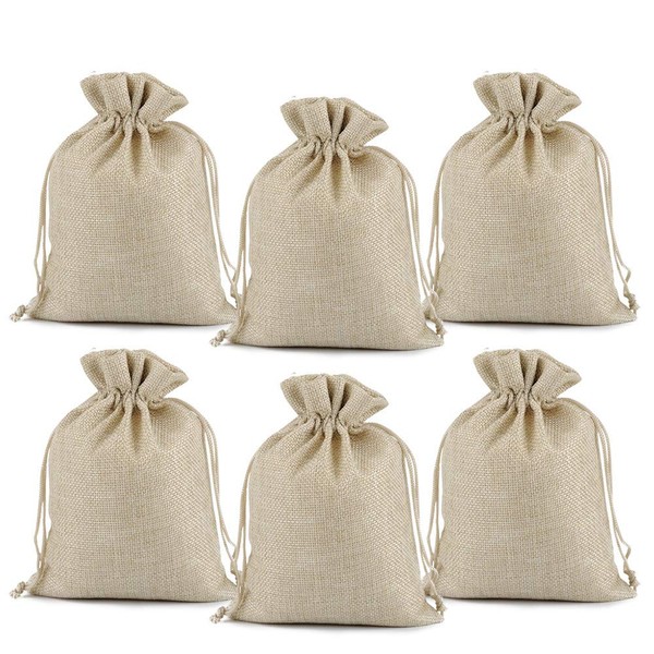 Lucky Monet 25/50/100PCS Burlap Gift Bags Wedding Hessian Jute Bags Linen Jewelry Pouches with Drawstring for Birthday, Party, Wedding Favors, Present, Art and DIY Craft (50Pcs, Cream, 3” x 4”)