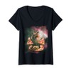 Womens Fun space hamster with pizza V-Neck T-Shirt