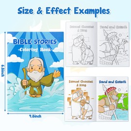 Zainpe 24Pcs Christian Bible Stories Coloring Books for Kids Bible Study Theme DIY Art Drawing Book Jesus Noah's Ark Pattern Color Booklets Party Favors Supplies Birthday Gift Goodie Bag Filler